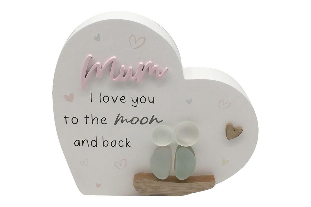 15x14cm Heart Plaque W/Mum Rock People