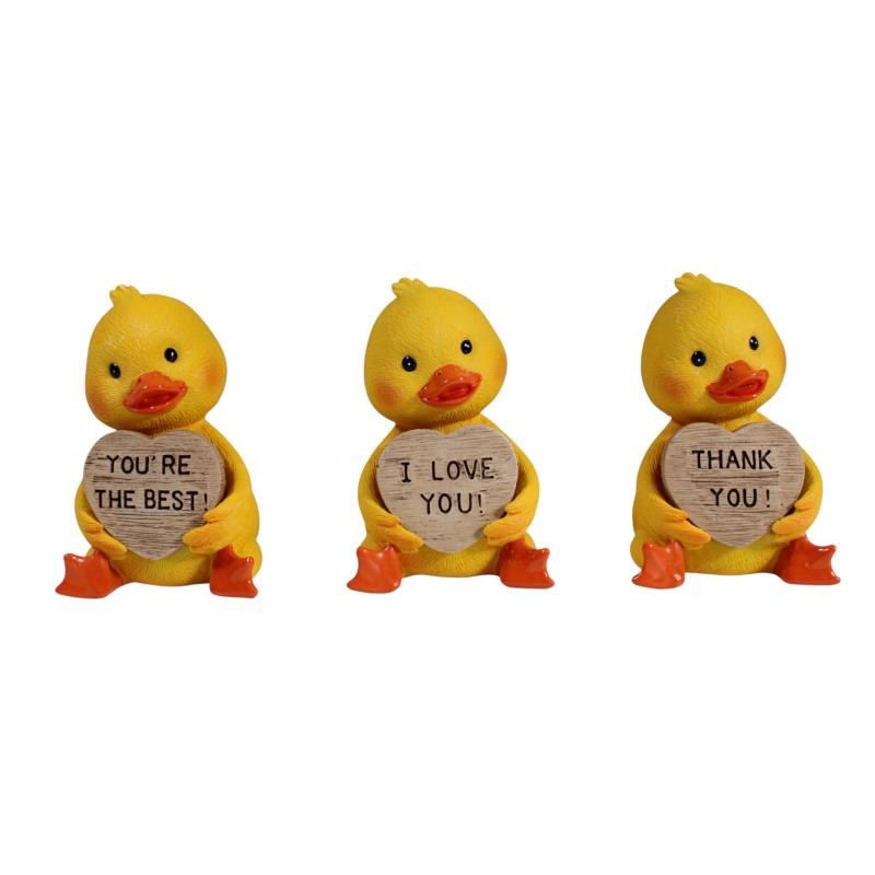 9.5cm Cute duck With Heart Saying 3 ass