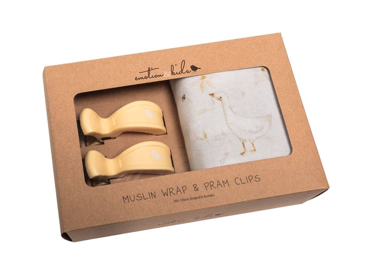 Gwen the Goose Muslin Wrap &amp; Buttermilk Pram Clip Set