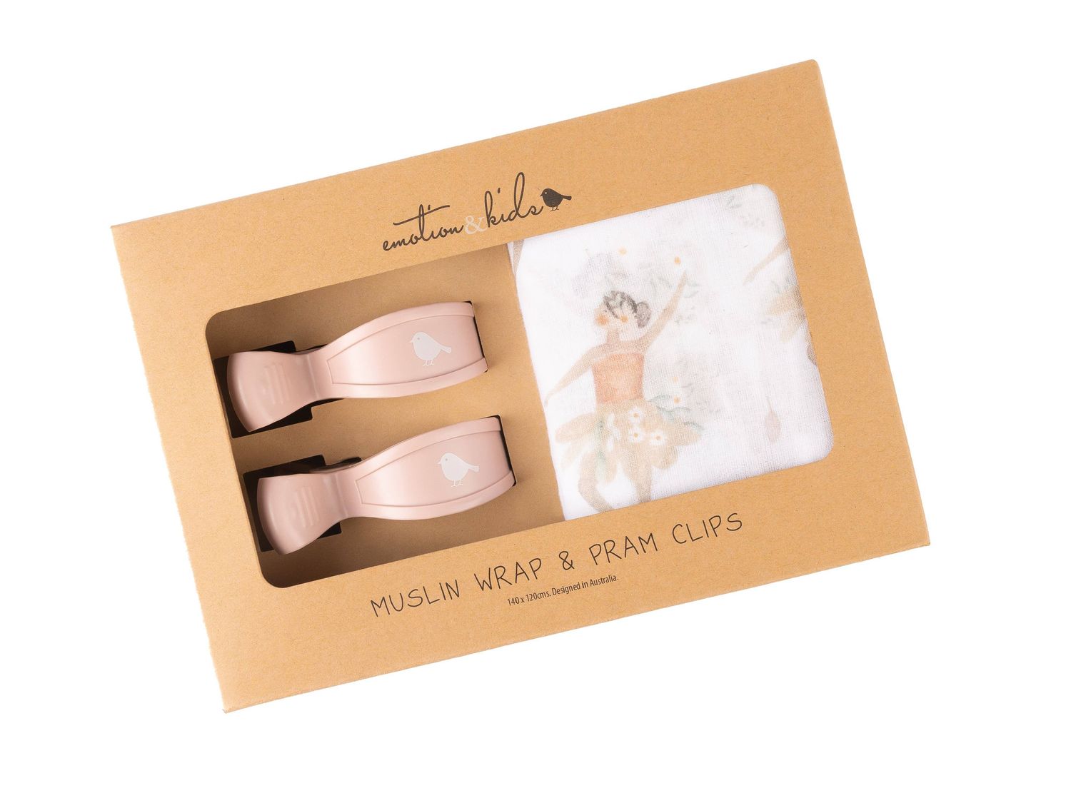 Fairy Muslin Wrap &amp; Dusty Pink Pram Clips Set(1)