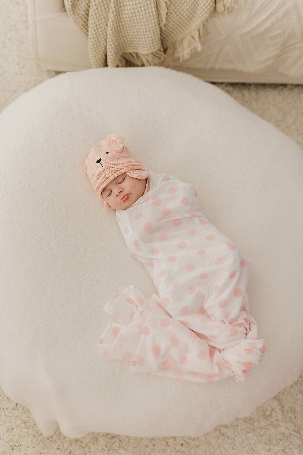 Pink Spot Muslin Swaddle