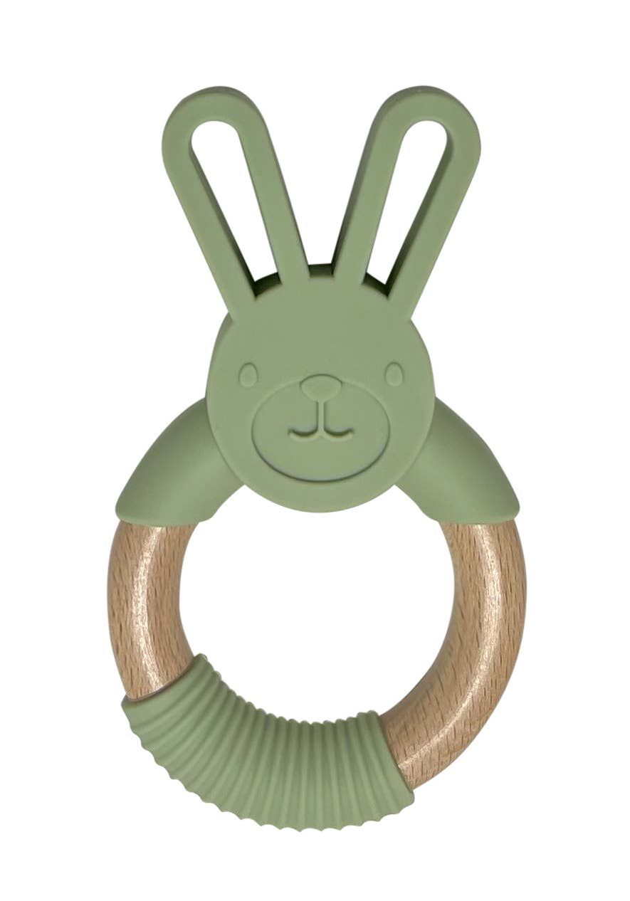 Bunny Silicone Teether: Sage