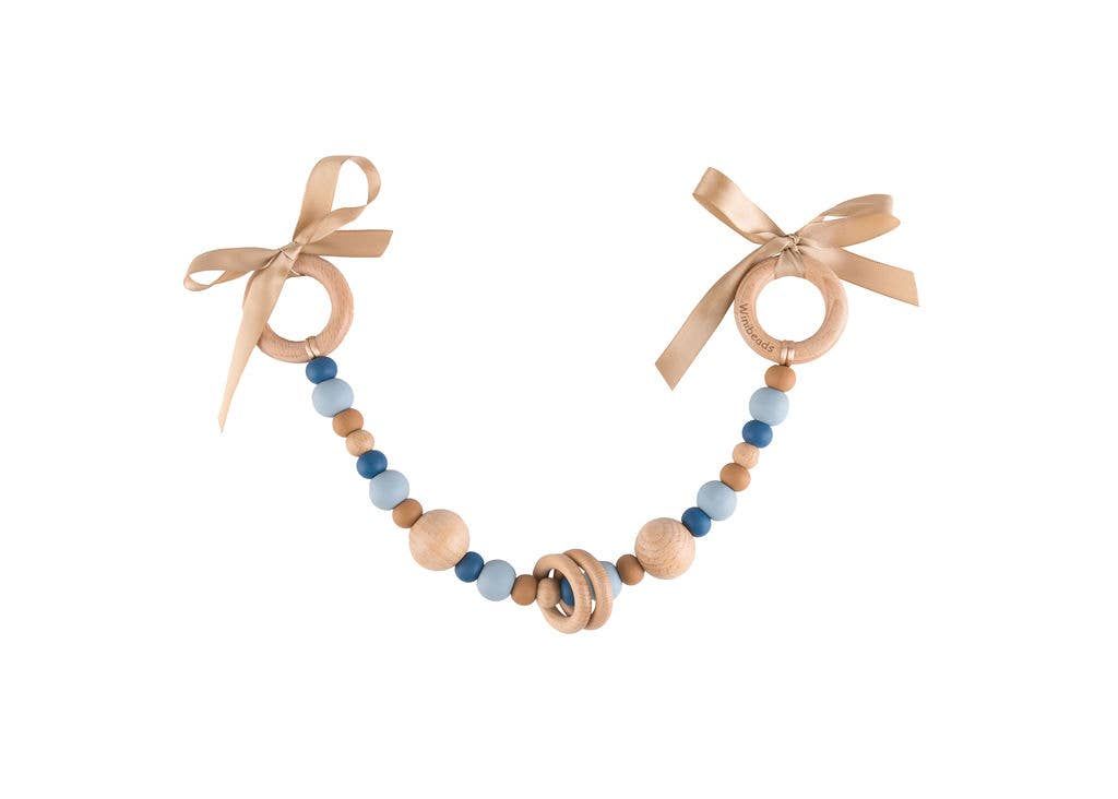 Harlow Pram Garland (tri-colour): Dusty Blue/Midnight/Latte