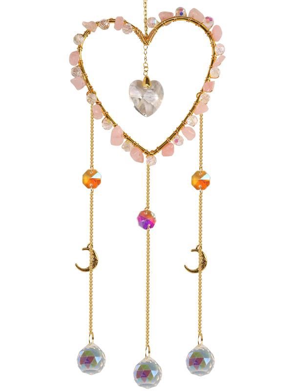 50cm Rose Quartz Crystal Suncatcher