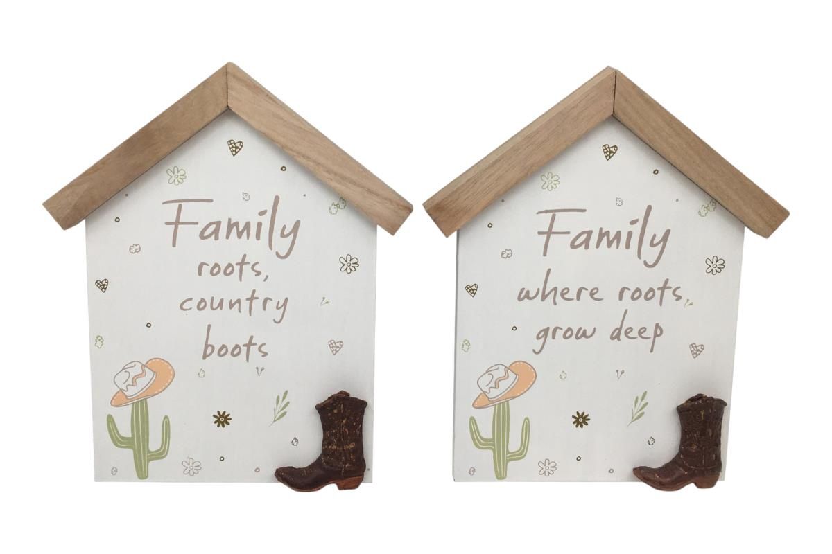20x17cm Hanging Plaque W/Country Boot Th
