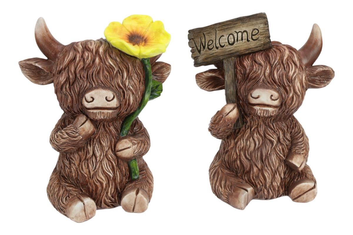 25X17cm Sitting Highland Cow 2 Ass