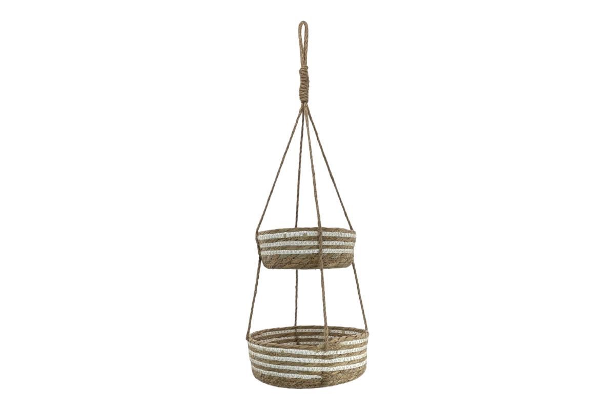 70cm Rush Paper Hanging Basket 2 Tier
