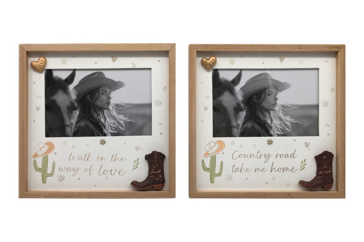 20x20cm Photo Frame W/Country Boot/Wordi