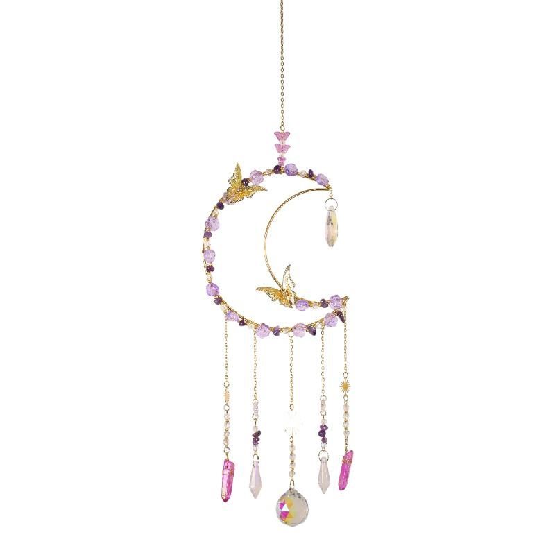 52cm Moon with Purple Flowers/B/Flies