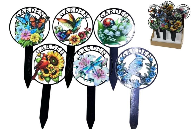 31cm Metal Garden Stake 6 Ass