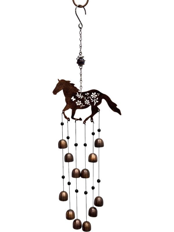 65cm Horse w/Bell Wind Chime Rustic Fini