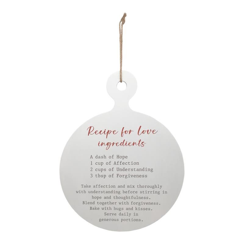 38cm Round Hanging Plaque W/Love Recipe