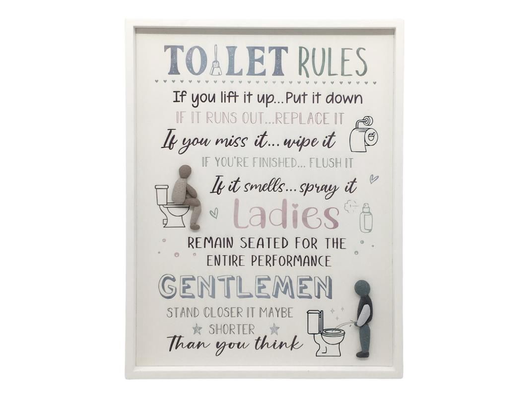 40x30cm MDF Toilet Rules Hanging Plaque