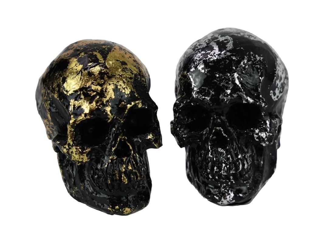 7cm Black Skull w/Gold and Silver