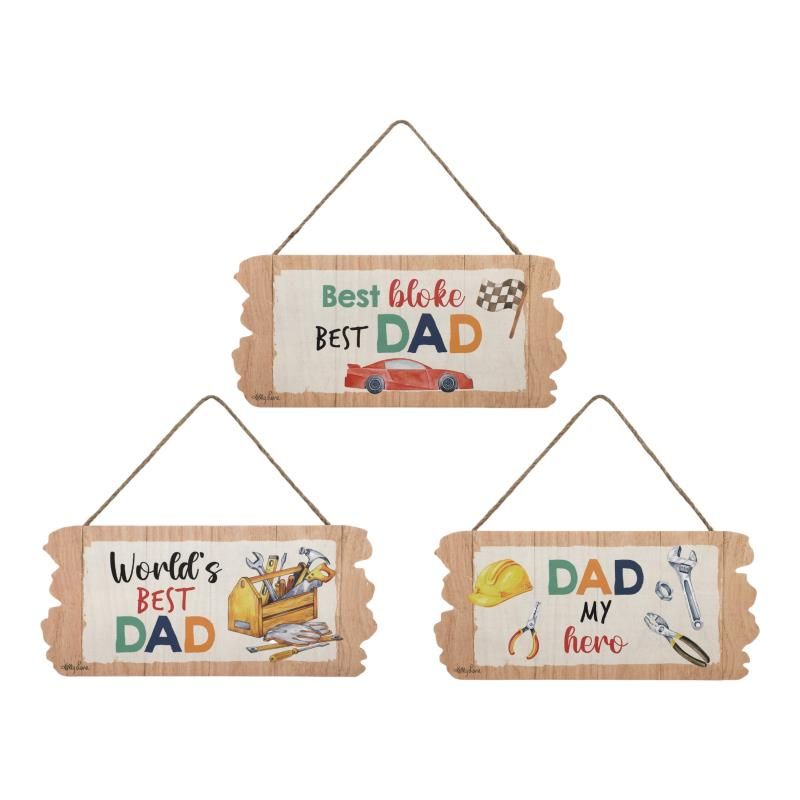 23cm Fathers Day Hanging Signs 3 ass KL