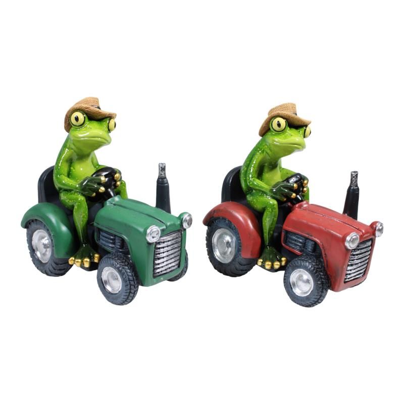 14x16cm Marble Frog on Tractor 2 Ass