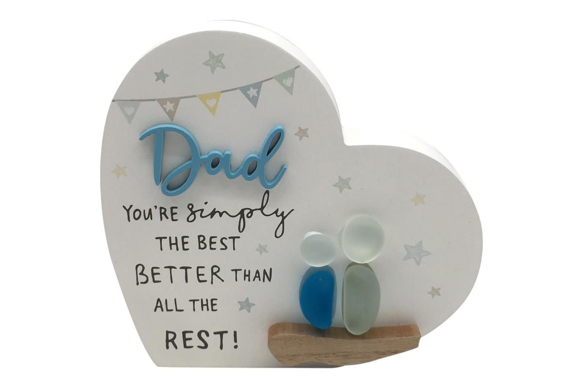 15x14cm Heart Plaque W/Dad Rock People
