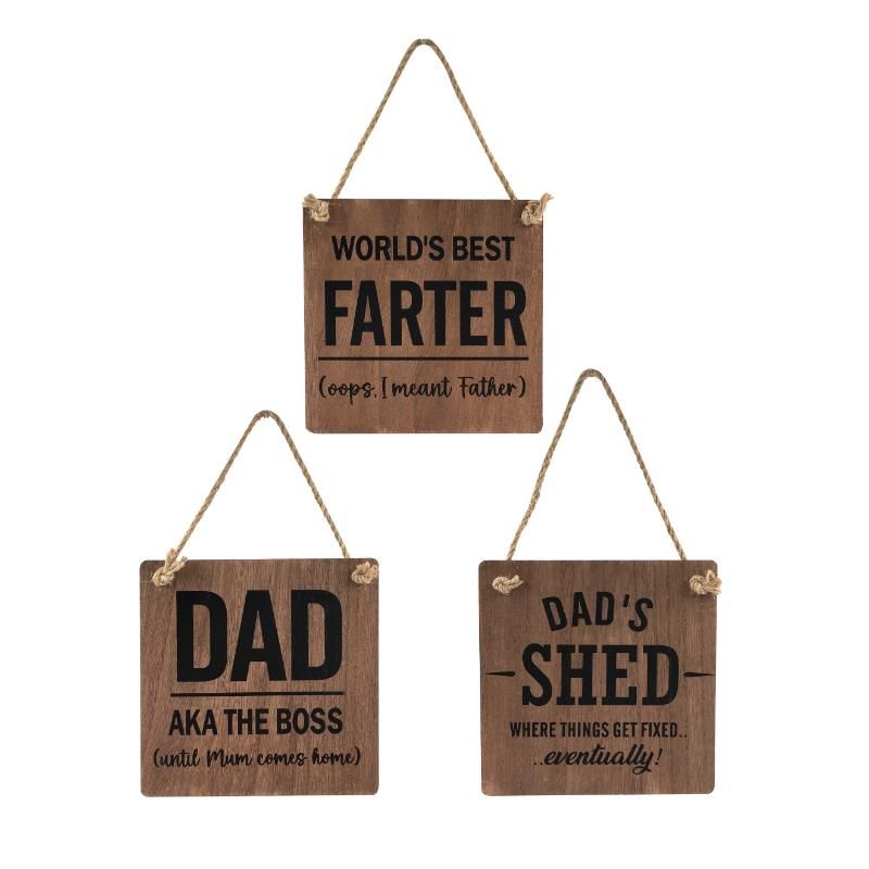 15cm Square Plaque w/Dad Wording 3 Ass
