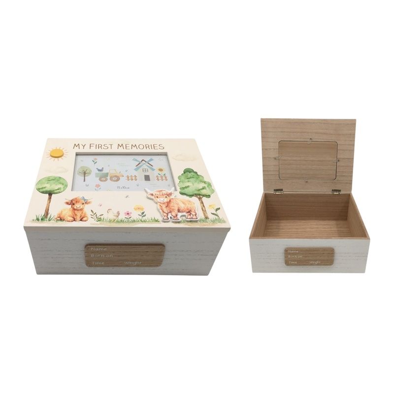 24x19cm Baby Memory Box with Farm Design