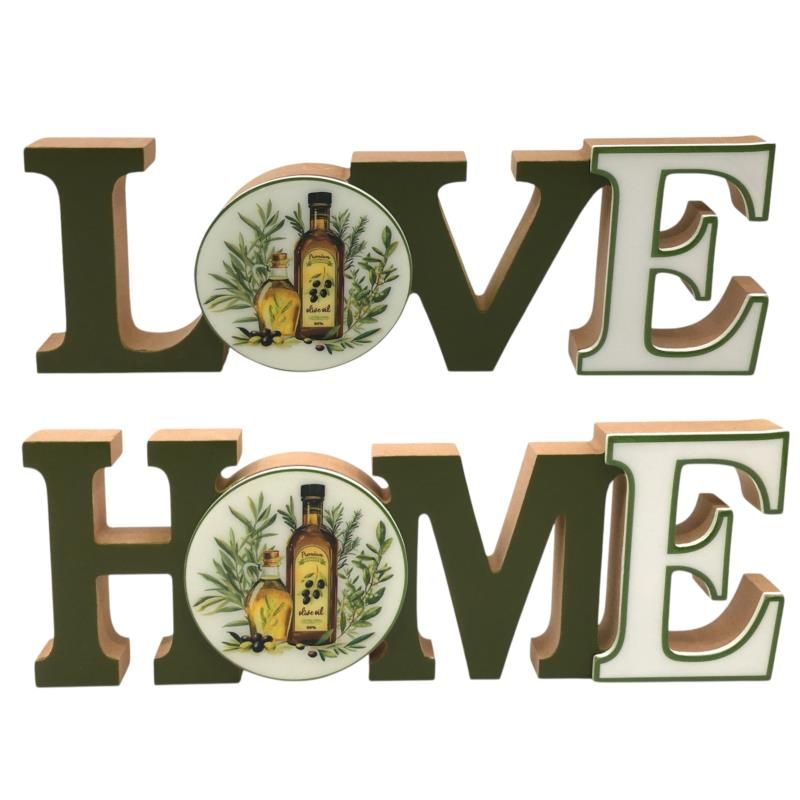 30cm Home/Love Plaque with Olve 2 Asstd
