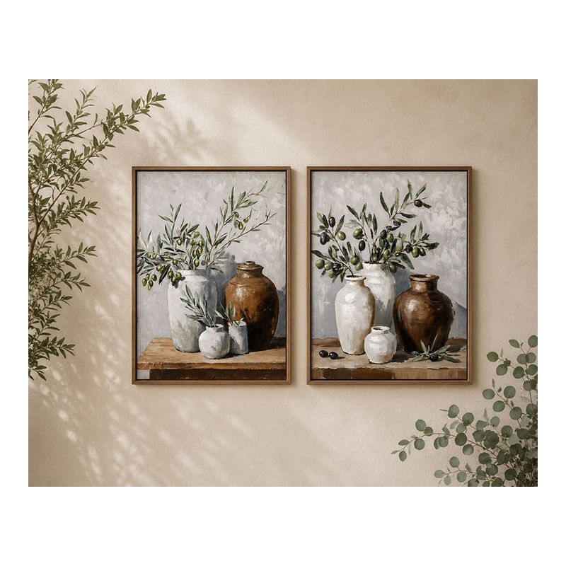 50x70cm Framed Olive Tree and Pots 2 Ass