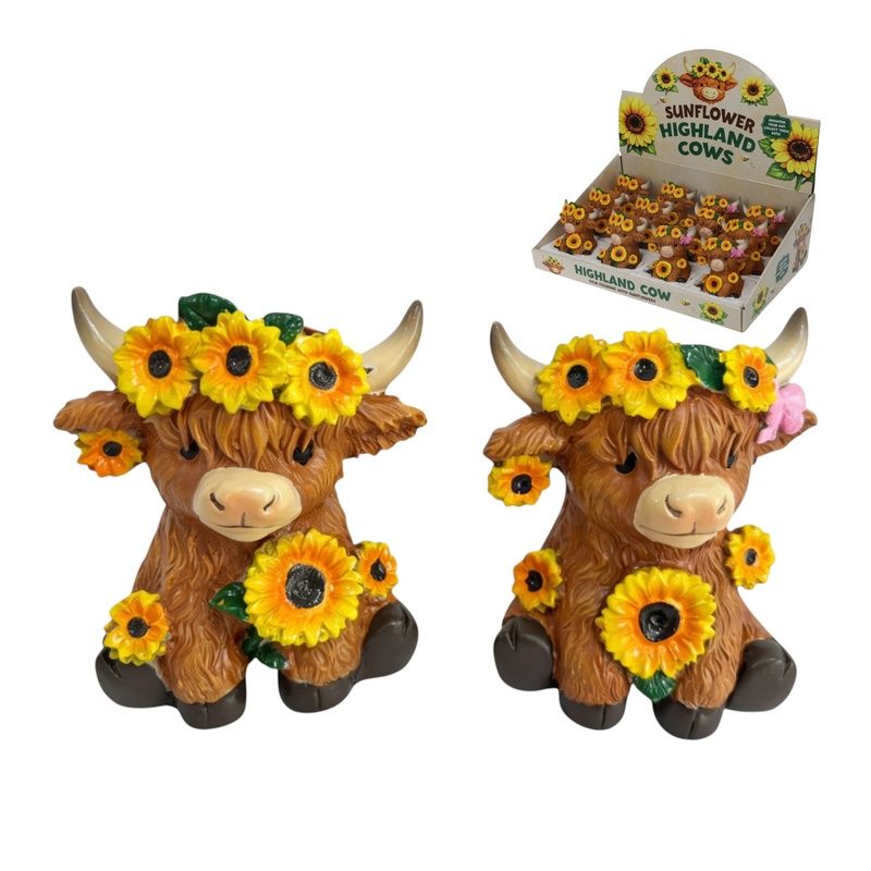 11cm Sitting Highland Cow 2 Ass display