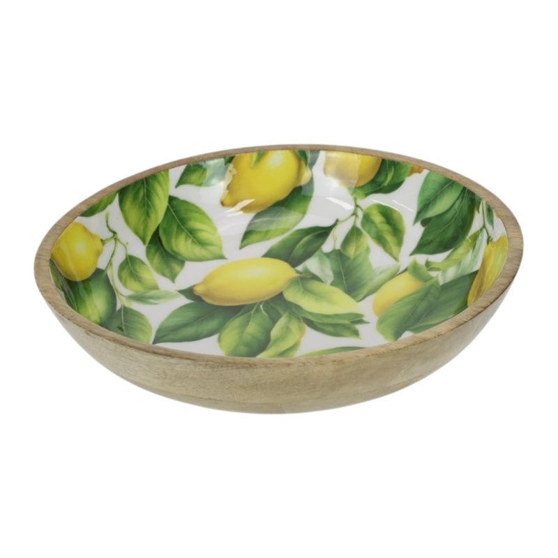 30X30X7CM Mango Wood Lemon Bowl