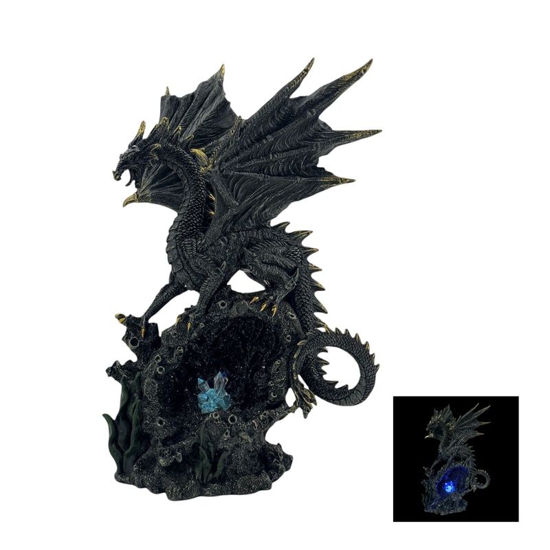 34cm Black and Gold Dragon with Light