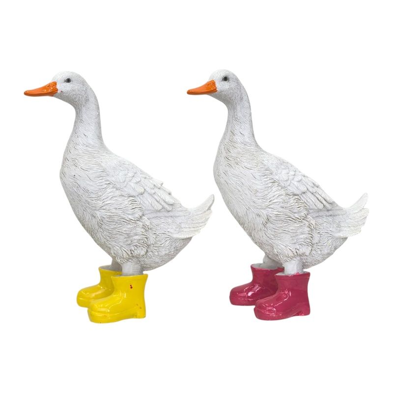 20cm Standing White Duck W/ Boots 2 Ass