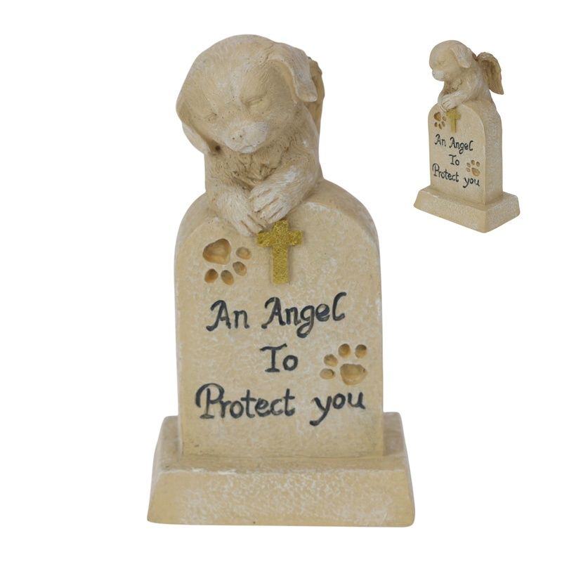 20cm Dog Memorial Plaque with Gold Cross