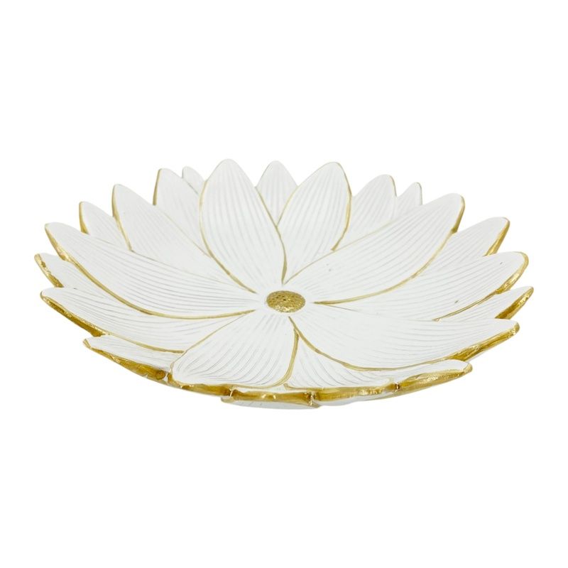 20cm White and Gold Lotus Bowl