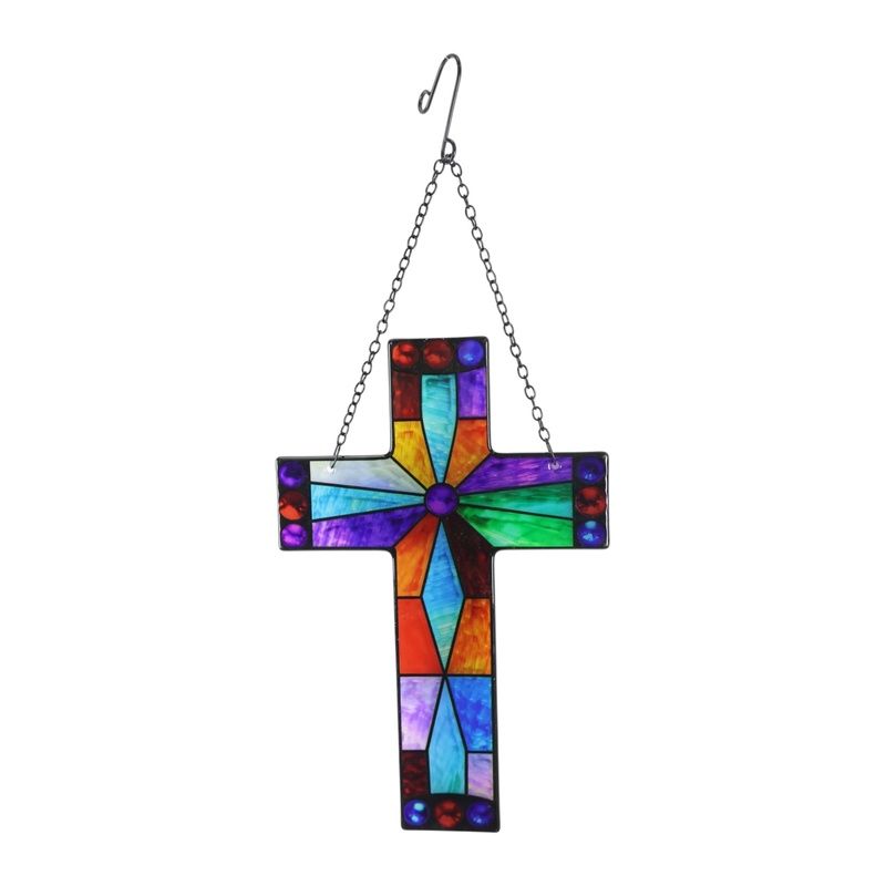 30cm Hanging Glass Mosaic Cross