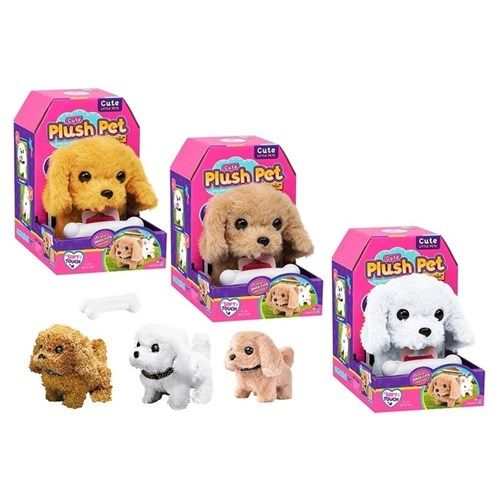 2pce Plush Pet Dog with Bone