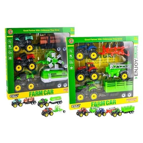 3pce Vehicle Farm Tractor &amp; Trailer Sets