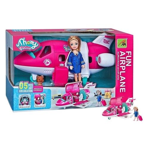4pc Small Doll w/Air Plane Set