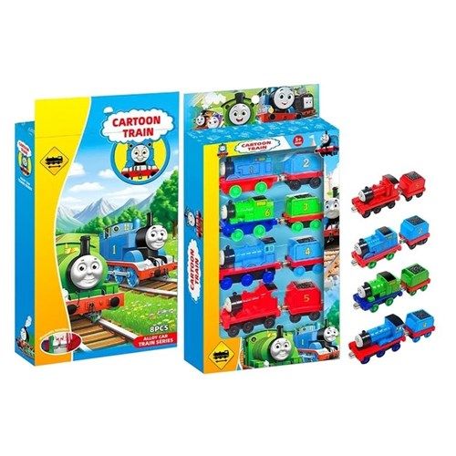 8pc Die Cast CartoonTrain w/CarriageSets