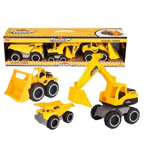 3pce Construction Truck Set 16-20cm