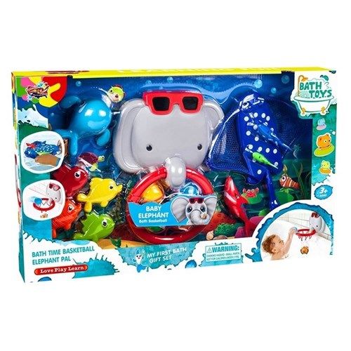 15pce Baby Elephant Bath Basketball Set