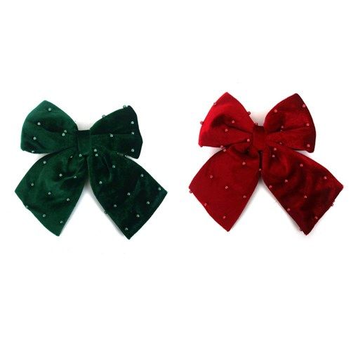 2A 20X24CM RED &amp; EMERALD GREEN BOWS