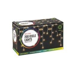 Lights Icicle Warm White 8F Solar Pk200
