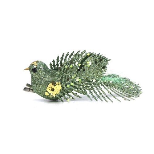 15X4X4.5CM MOSS GREEN BIRD W/CLIP