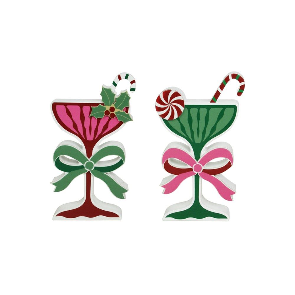 2A 20X12X2.5CM MDF CHAMPAGNE CHRISTMAS COCKTAILS