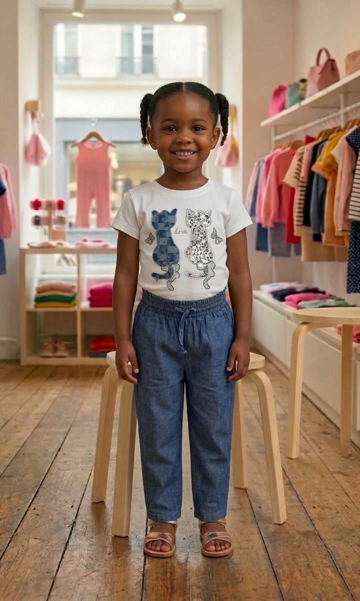 T-shirt strass chaton