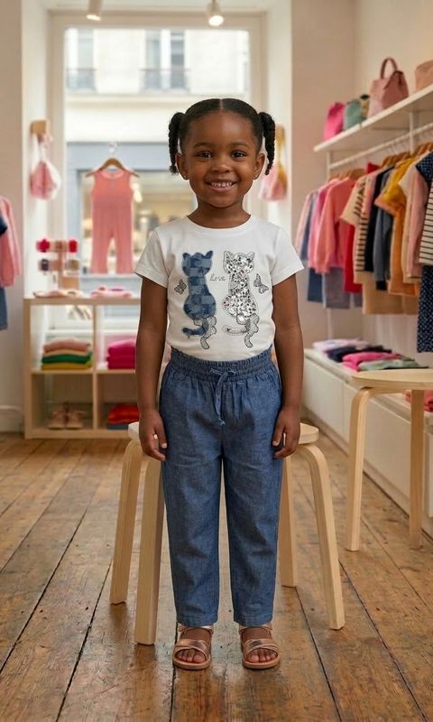 T-shirt strass chaton