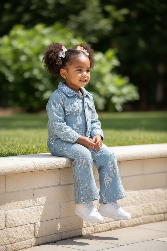 Ensemble jean sequin argent