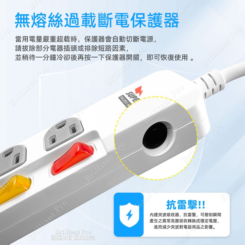 超電王 3開3插6尺3P延長線 SNB333-6