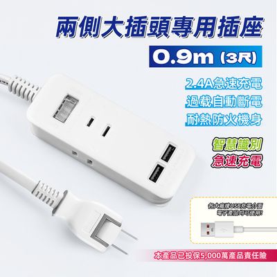 超電王1開3插3尺2P+2USB延長線 SNB-U213-3