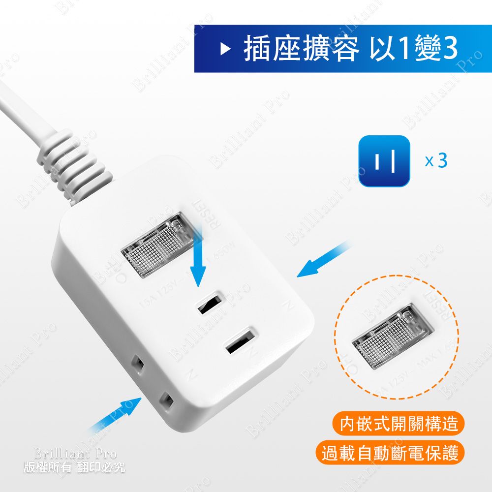 超電王 1開3插15尺2P延長線 SNB2131-15