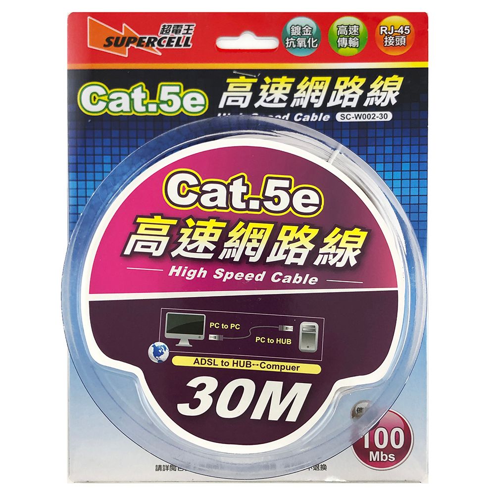 超電王 5e高速網路線30米 SC-W002-30