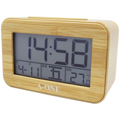長形竹絲多功LCD鬧鐘 TG-063